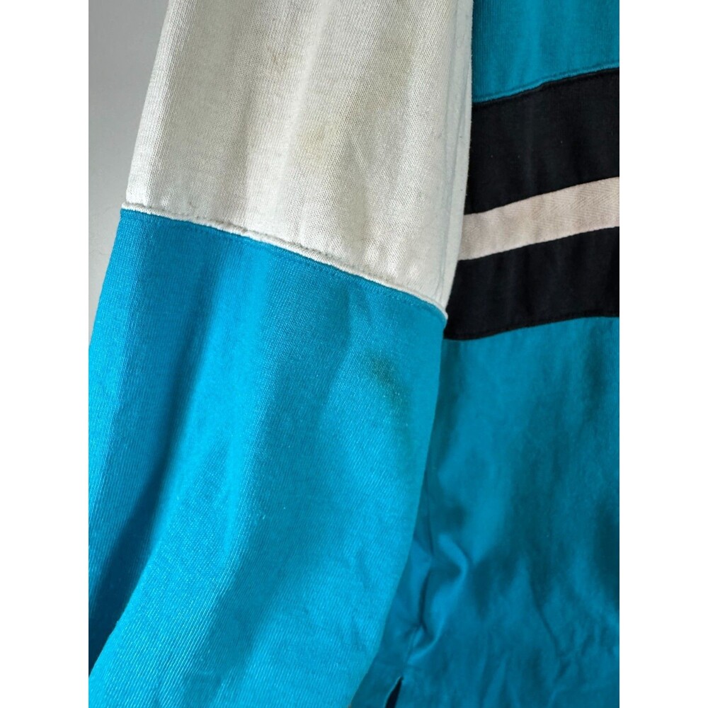 Vtg 90’s Blokecore Preppy Cotton Rugby Shirt Blue/White Colorblock Men L - Picture 11 of 16